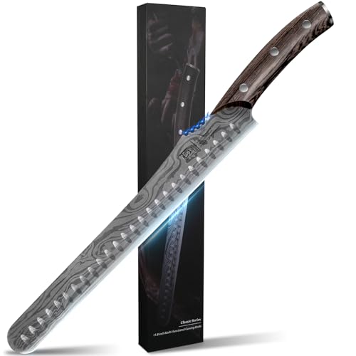 SYOKAMI 30 cm Schinkenmesser Tranchiermesser, Brisket Messer, Extrem Scharf Fleischmesser mit Volltang & Ergonomisches Griffdesign für Roastbeef, Brisket, Fleisch oder Geschenk von SYOKAMI