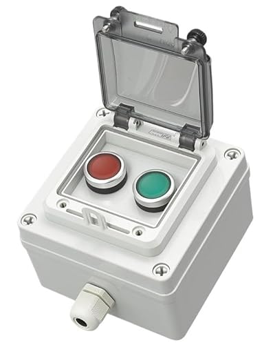 AC220V Wasserdichter Knopfsteuerungsschalterkasten for den Außenbereich Not-Aus-Start-Anzeigelampe Selbstwiederherstellungsschalter Anschlussdose(2) von SYSCZPWC