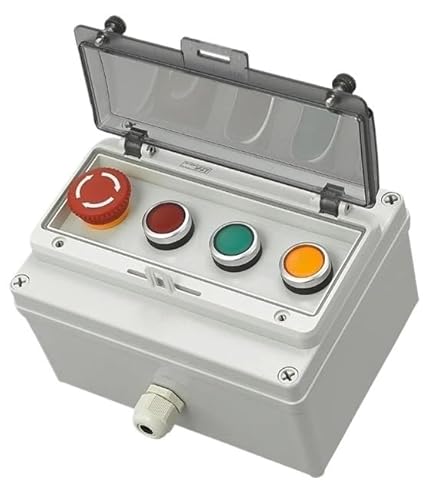 AC220V Wasserdichter Knopfsteuerungsschalterkasten for den Außenbereich Not-Aus-Start-Anzeigelampe Selbstwiederherstellungsschalter Anschlussdose(45749) von SYSCZPWC