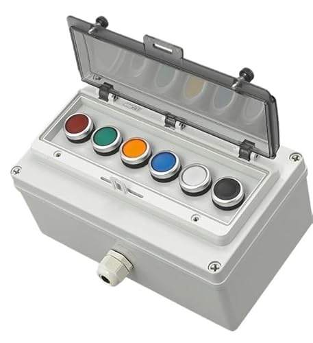 AC220V Wasserdichter Knopfsteuerungsschalterkasten for den Außenbereich Not-Aus-Start-Anzeigelampe Selbstwiederherstellungsschalter Anschlussdose(6) von SYSCZPWC