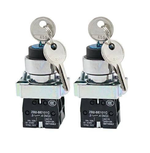 SYSCZPWC XB2-BG21 XB2-BG33 XB2-BG53 Schlüsselschalter 1NO /2NO 2/3 Positionen selbstverriegelnd/selbstresetender Wahlschalter 22mm(XB2-BG33) von SYSCZPWC