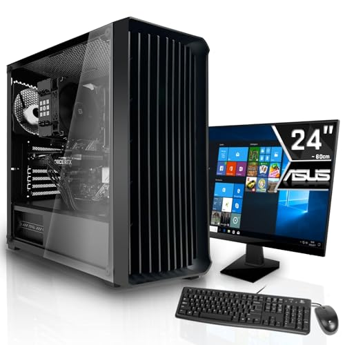 SYSTEMTREFF Office Komplett PC Set AMD Ryzen 7 5700G 8x4.6GHz | AMD Radeon RX Vega 8 4K | 512GB M.2 NVMe + 1TB HDD | 16GB DDR4 RAM | Silent Desktop Paket Computer Rechner für Büro Business Multimedia von SYSTEMTREFF
