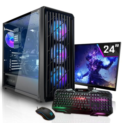 SYSTEMTREFF Basic Gaming Komplett PC Set AMD Ryzen 5 5500GT 6x4.4GHz | AMD RX Vega 7 4K HDMI DX12 | 256GB SSD | 16GB DDR4 RAM | WLAN Desktop Paket Computer für Gamer, Gaming von SYSTEMTREFF