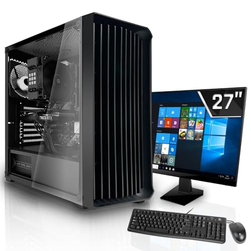 SYSTEMTREFF Office Komplett PC Set AMD Ryzen 7 5700G 8x4.6GHz | AMD Radeon RX Vega 8 4K HDMI DX12 | 512GB M.2 NVMe | 16GB DDR4 RAM | Silent Desktop Paket Computer Rechner für Büro Business Multimedia von SYSTEMTREFF