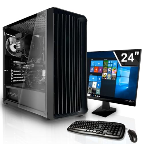 SYSTEMTREFF Office Komplett PC Set AMD Ryzen 5 5500GT 6x4.4GHz | AMD RX Vega 7 4K HDMI DX12 | 512GB M.2 + 1TB HDD | 8GB DDR4 RAM | Silent Desktop Paket Computer Rechner für Büro Business Multimedia von SYSTEMTREFF