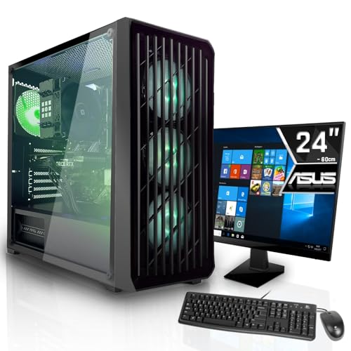 SYSTEMTREFF Office Komplett PC Set AMD Ryzen 5 7600 6x5.1GHz | AMD Radeon Graphics 4K HDMI DX12 | 512GB M.2 NVMe | 16GB DDR5 RAM | Silent Desktop Paket Computer Rechner für Büro Business Multimedia von SYSTEMTREFF