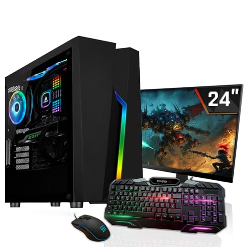SYSTEMTREFF Basic Gaming Komplett PC Set AMD Ryzen 5 4500 6x4.1GHz | Nvidia Geforce GTX 1650 4GB DX12 | 256GB SSD | 16GB DDR4 RAM | WLAN Desktop Paket Computer für Gamer, Gaming von SYSTEMTREFF