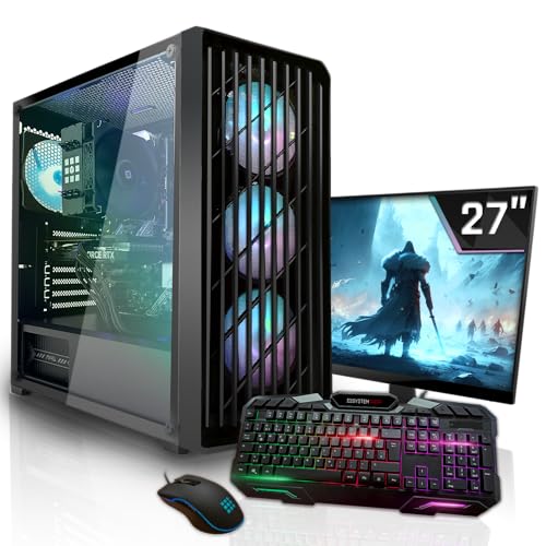 SYSTEMTREFF Basic Gaming Komplett PC Set AMD Ryzen 5 7500F 6x5GHz | Nvidia GeForce RTX 3060 12 GB DX12 | 1TB M.2 NVMe | 32GB DDR5 RAM | WLAN Desktop Paket Computer für Gamer, Gaming von SYSTEMTREFF