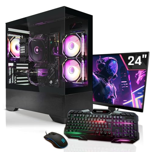 SYSTEMTREFF Gaming Komplett PC Set AMD Ryzen 5 7600 6x5.1GHz | Nvidia GeForce RTX 4060 8GB DX12 | 1TB M.2 NVMe | 32GB DDR5 RAM | WLAN Desktop Paket Computer für Gamer, Gaming von SYSTEMTREFF