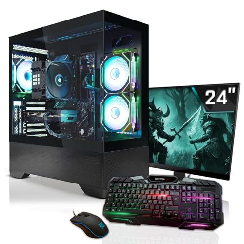 SYSTEMTREFF Gaming Komplett PC Set AMD Ryzen 5 7600X 6x5.3GHz | AMD Radeon RX 7600 8GB DX12 | 1TB M.2 NVMe | 32GB DDR5 RAM | WLAN Desktop Paket Computer für Gamer, Gaming von SYSTEMTREFF