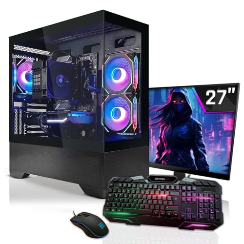 SYSTEMTREFF Gaming Komplett PC Set AMD Ryzen 5 9600X 6x5.4GHz | AMD Radeon RX 7600XT 16GB DX12 | 1TB M.2 NVMe | 32GB DDR5 RAM | WLAN Desktop Paket Computer für Gamer, Gaming von SYSTEMTREFF