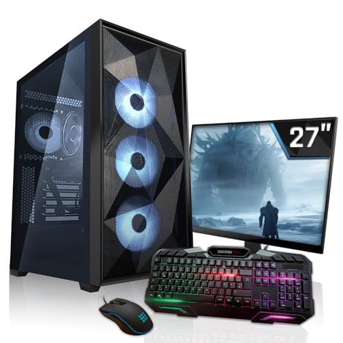 SYSTEMTREFF Gaming Komplett PC Set AMD Ryzen 7 5700X 8x4.6GHz | AMD Radeon RX 7700 XT 12GB DX12 | 1TB M.2 NVMe | 32GB DDR4 RAM | WLAN Desktop Paket Computer für Gamer, Gaming von SYSTEMTREFF