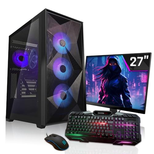 SYSTEMTREFF Gaming Komplett PC Set AMD Ryzen 7 7700X 8x5.4GHz | AMD Radeon RX 7800 XT 16GB DX12 | 1TB M.2 NVMe | 32GB DDR5 RAM | WLAN Desktop Paket Computer für Gamer, Gaming von SYSTEMTREFF