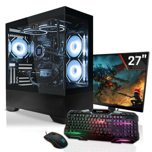SYSTEMTREFF Gaming Komplett PC Set AMD Ryzen 9 9950X3D 16x5.7GHz | AMD Radeon RX 9070 16GB DX12 | 1TB M.2 NVMe | 32GB DDR5 RAM | Windows 11 | 27 TFT Monitor | Desktop Paket Computer für Gamer, Gaming von SYSTEMTREFF