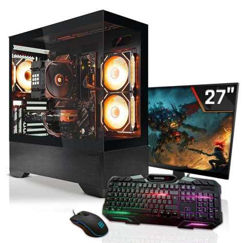 SYSTEMTREFF Gaming Komplett PC Set AMD Ryzen 9 9950X3D 16x5.7GHz | Nvidia RTX 5090 32GB | 2TB M.2 NVMe | 32GB DDR5 RAM | Windows 11 | 27 TFT Monitor | Desktop Paket Computer für Gamer von SYSTEMTREFF