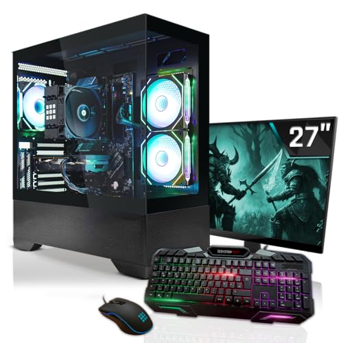 SYSTEMTREFF Gaming Komplett PC Set Intel Core Ultra 5 245KF 14x5.2GHz | AMD Radeon RX 7700 XT 12GB | 1TB M.2 NVMe | 32GB DDR5 RAM | 27 TFT Monitor | Desktop Paket Computer für Gamer SYSTEMTREFF Gaming Komplett PC Set Intel Core Ultra 5 245KF 14x5.2GHz | AMD Radeon RX 7700 XT 12GB | 1TB M.2 NVMe | 32GB DDR5 RAM | 27 TFT Monitor | Desktop Paket Computer für Gamer von SYSTEMTREFF
