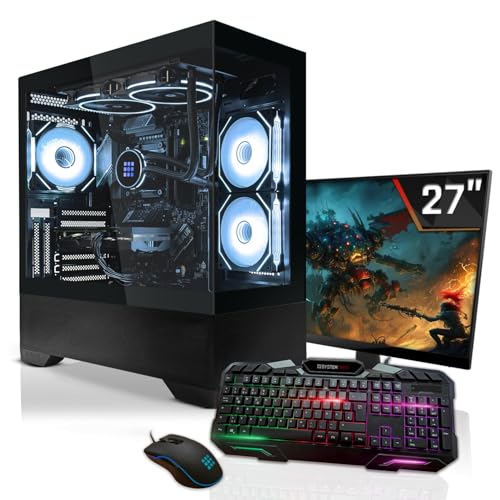 SYSTEMTREFF Gaming Komplett PC Set Intel Core i7-13700KF 16x5.4GHz | Nvidia RTX 5060 TI 16GB | 1TB M.2 NVMe | 32GB DDR5 RAM | Windows 11 | 27 TFT Monitor | Desktop Paket Computer für Gamer von SYSTEMTREFF