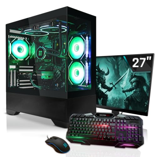 SYSTEMTREFF Gaming Komplett PC Set Intel Core i9-14900 24x5.8GHz | AMD Radeon RX 9070 XT 16GB | 1TB M.2 NVMe | 32GB DDR5 RAM | Windows 11 | 27 TFT Monitor | Desktop Paket Computer für Gamer, Gaming von SYSTEMTREFF