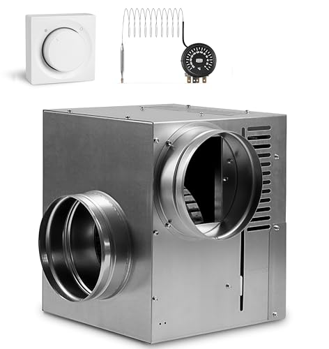 Warmluftverteilung Kamin Gebläse Turbine Ventilator AN2 gen II 150mm 860m3/h, Heißluftventilator, Heißluft boost. Mit Thermostat und Wanddrehzahlregler. (AN2 gen II, Weiß Drehzahlregler) von SYSTERM