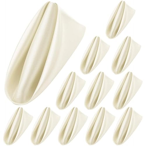 10PC Stoffservietten, weich bequem wiederverwendbar Servietten Party Hochzeit Seide Satin Serviette Tischdekoration Tischservietten für Hotel,Restaurant,Zuhause und Küche 43 * 43cm,Beige von SYSUII