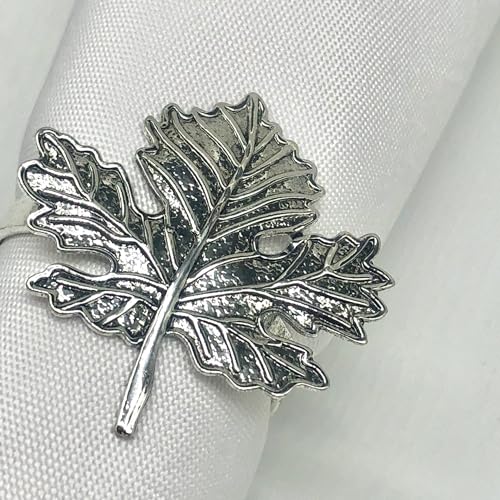 12 Stück Serviettenringe Vintage-Ahornblatt Serviettenschnalle Serviettenhalter Vintage Tishdeko für Hochzeit Festessen Bankett Geburtstag Abendessen Dekoration Jubiläum -Silber von SYSUII