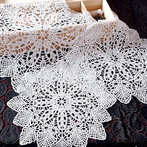 12 Stück weiße Spitze Runde Tischset-handgefertigt gehäkelte Untersetzer Tischläufer Handarbeit Geklöppelt Spitzendeckchen Häkeldeckchen Tischdecke für Tassen,Vasen,Küche,Esszimmer-20cm #4 von SYSUII