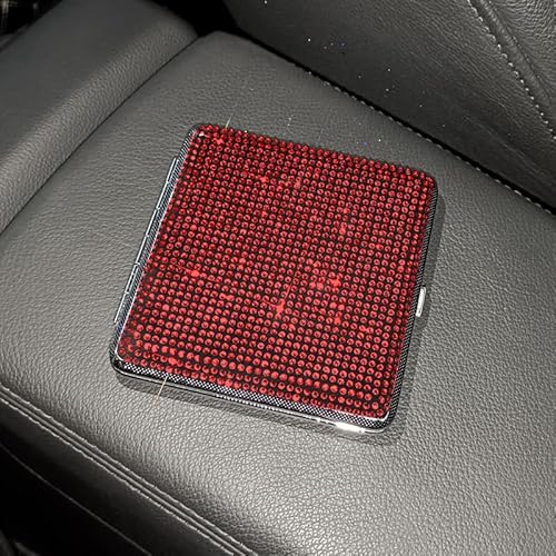 2 Stück Metall Zigarettenetui für 20 Zigaretten,Damen Elegant Glitzer Strass Zigarettencase Zigarettenschachtel mit Gummiband Zigarettenhülle Zigarettenkasten Zigarettenbox für Männer Frau -Rot von SYSUII