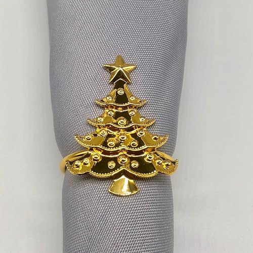 24 Stück Serviettenringe Weihnachtsbaum Gold Serviettenring Weihnachts Serviettenschnalle Serviettenhalter Vintage Tishdeko für Hochzeit Weihnachten Party Esstisch Thanksgiving Party Urlaub Hochzeit von SYSUII