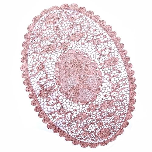 4 Stück Spitze Gestickte Tischläufer, Hohle Spitze Tischläufer Untersetzer Häkeln bestickte Tischläufer Spitzendeckchen Platzdeckchen für Küche,Esszimmer,Party,Hochzeit Dekoration Tee -75 * 38cm,Rosa von SYSUII