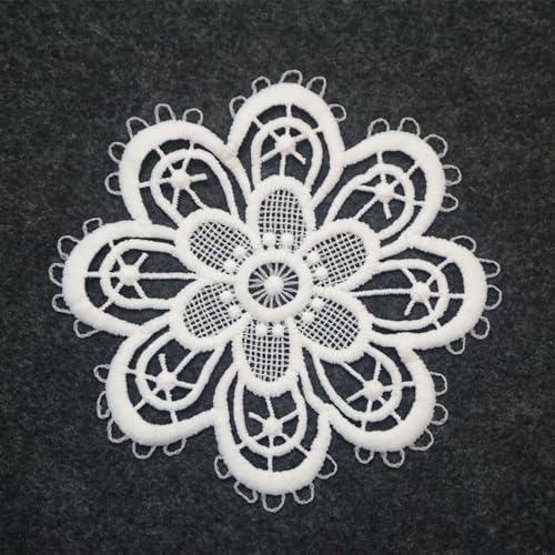 4 Stück Spitze Runde Gestickte Tischläufer,Handarbeit Geklöppelt Weiße Spitze Kleine Häkeln Tischläufer Untersetzer Häkeln Spitzendeckchen Tischset für Küche,Esszimmer,Dreamcatcher Dekoration 15cm von SYSUII