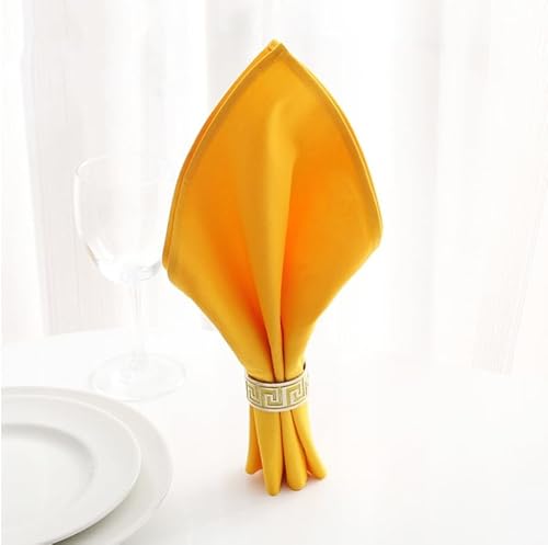 6 Stück Baumwolle Servietten Stoff, 45*45cm Abwaschbare Servietten Tischdekoration Hochzeitsservietten Stoffservietten weich bequem für Küche Esstisch Familienessen Weihnachten Cafe Restaurant -Gelb von SYSUII