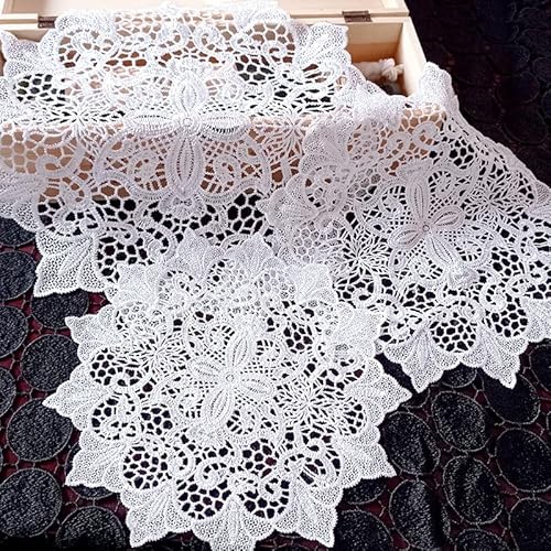 6 Stück weiße Spitze Runde Tischset-handgefertigt gehäkelte Untersetzer Tischläufer Handarbeit Geklöppelt Spitzendeckchen Häkeldeckchen Tischdecke für Tassen,Vasen,Küche,Esszimmer-20cm #5 von SYSUII
