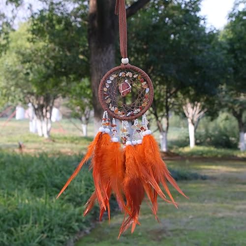 Handgefertigter Auto Rückspiegel Charms,Traumfänger Dreamcatcher Feder Wandbehang Kristallstein Auto Innen Rückspiegel Hängende Ornament Fensterdeko Baby Shower Car Hochzeit Home Decor Geschenk von SYSUII