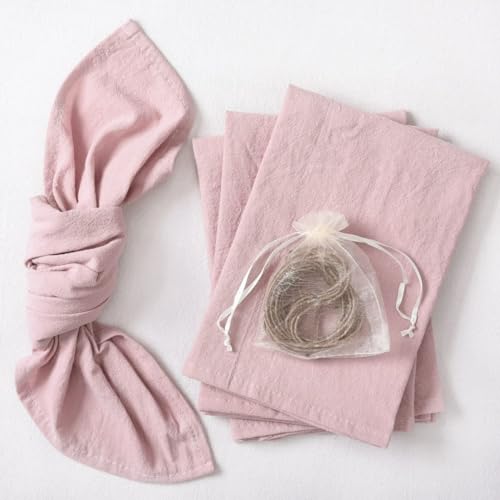 Leinenservietten Stoffservietten,6er Set Abendessen Cloth Servietten Wiederverwendbare Leinen-Servietten Abwaschbare Servietten Tischdekoration für Küche Familie Party Cafe Restaurant -grau rosa von SYSUII