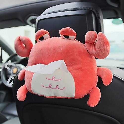 Niedliche Cartoon Krabbe Tissue Box - Taschentuchhalter für Auto und Zuhause, Plüsch Aufbewahrungsbox, Servietten-Spender, Hängende Papier-Halter von SYSUII
