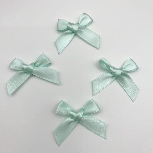 SYSUII 100 STK Mini Satinband Schleifen 3.5CM*3.2CM Mini Satin Schleifen Bowknot Klein Satin Band Bögen aus Polyester für Hochzeit Deko Karten DIY Basteln Handwerk Geschenkverpackungen -hellgrün von SYSUII