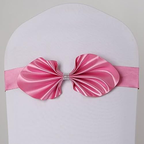 SYSUII 25 Stück Stretch-Stuhlschärpen Partydekoration Satin Stuhlschärpen Stuhlschleifen - Schleife für Stuhlhussen Hochzeit Stuhl Bogen Stuhl Deko für Hochzeit Party Geburtstag Heimdekoration -Rosa von SYSUII