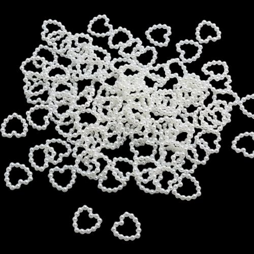 SYSUII 300 Stück Herz Deko Perlenherzen Deko Hochzeitsperlen Perlen Streudeko Scrapbooking Tischdeko Streudeko für DIY-Kleidung Zubehör Verzieren Fotorahmen Hochzeit DIY Basteln Dekorieren -Beige von SYSUII