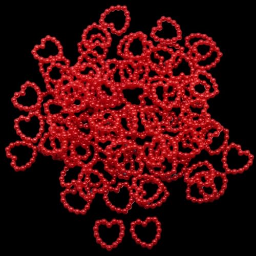 SYSUII 300 Stück Herz Deko Perlenherzen Deko Hochzeitsperlen Perlen Streudeko Scrapbooking Tischdeko Streudeko für DIY-Kleidung Zubehör Verzieren Fotorahmen Hochzeit DIY Basteln Dekorieren -Rot von SYSUII