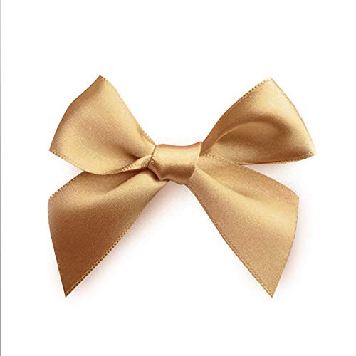 SYSUII 50 Stück Mini Satinband Schleifen, 7X 6cm Schleifen zum Basteln Bowknot Minischleifen Klein Satin Band Schleife für Hochzeit Valentinstag Weihnachten Dekoration Geschenkschleifen -Gold von SYSUII