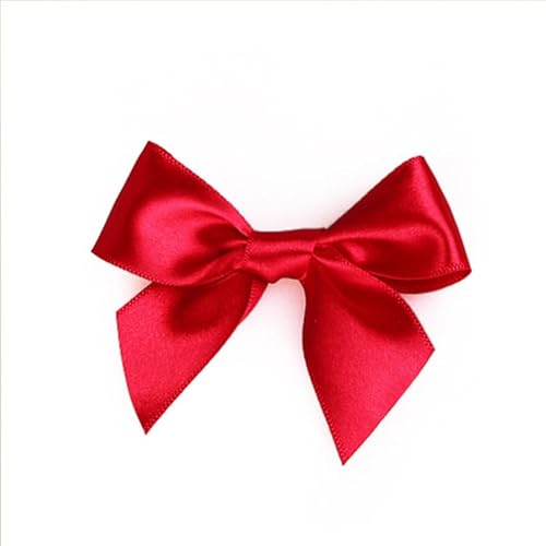 SYSUII 50 Stück Mini Satinband Schleifen, 7X 6cm Schleifen zum Basteln Bowknot Minischleifen Klein Satin Band Schleife für Hochzeit Valentinstag Weihnachten Dekoration Geschenkschleifen -Rot von SYSUII