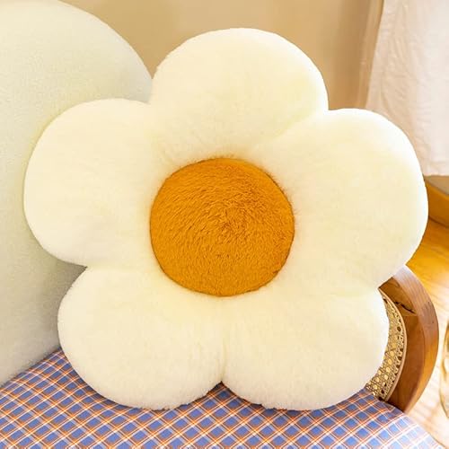 SYSUII Blumenkissen, blumenförmige Wurfkissen, 35 * 35cm Niedliche Blume Bodenkissen Blumenkissen Dekokissen Sitzkissen Stuhlkissen für Kinderzimmer Hause Sofa Dekoration Raumdekoration -Weiß von SYSUII