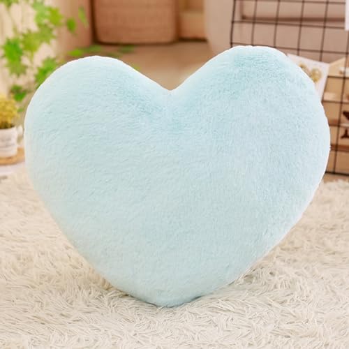 SYSUII Herzkissen Kuschelkissen Schmusekissen,40 * 35CM Herzform Kissen Dekokissen Zierkissen Plüsch Herz Dekoratives Kissen für Sofa Schlafzimmer Sofakissen Raumdekoration für Kinder/Mädchen -Blau von SYSUII