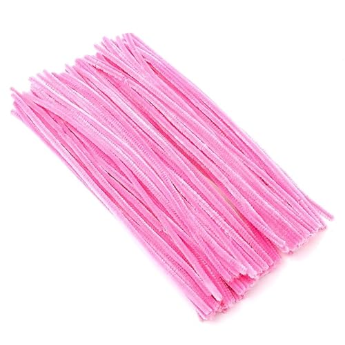 SYSUII Pfeifenreiniger 200 Stück Chenilledraht Pfeifenputzer Pfeifenreiniger Bunt zum Basteln, Biegeplüsch Basteldraht für DIY Basteln und Dekorationen für Kinder Erwachsene 30 cm X 6 mm -Rosa von SYSUII