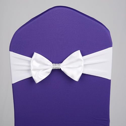 SYSUII Spandex-Stuhlschärpen,50 Stück Satin Stuhlschleifen - Schleife für Stuhlhussen Hochzeit Stuhl Bogen Für Stuhl Stuhlschärpen Stuhl Schärpen Stretch-Stuhlschleifen für Party Dekoration -Weiß von SYSUII