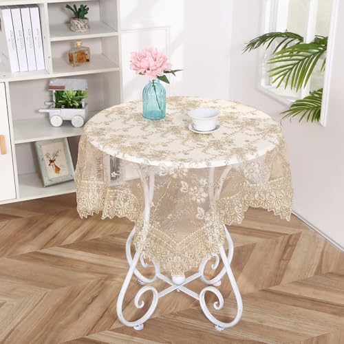 SYSUII Spitzentischdecke Tischdeko - Spitze Tischdecke Boho Dekor Spitzenauflage Vintage Blumenmuster Bestickte Spitzeauflage Tischtuch Für Hochzeit Party Urlaub Haus Dekoration -Beige,60x60cm SYSUII Spitzentischdecke Tischdeko - Spitze Tischdecke Boho Dekor Spitzenauflage Vintage Blumenmuster Bestickte Spitzeauflage Tischtuch Für Hochzeit Party Urlaub Haus Dekoration -Beige,60x60cm von SYSUII