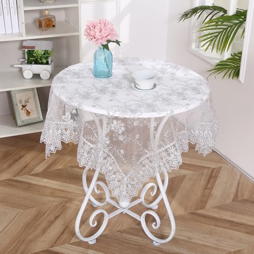 SYSUII Spitzentischdecke Tischdeko - Spitze Tischdecke Boho Dekor Spitzenauflage Vintage Blumenmuster Bestickte Spitzeauflage Tischtuch Für Hochzeit Party Urlaub Haus Dekoration -Weiße,60x60cm SYSUII Spitzentischdecke Tischdeko - Spitze Tischdecke Boho Dekor Spitzenauflage Vintage Blumenmuster Bestickte Spitzeauflage Tischtuch Für Hochzeit Party Urlaub Haus Dekoration -Weiße,60x60cm von SYSUII