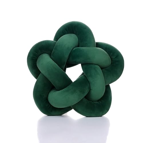 SYSUII Weiches Knoten-Kugelkissen, Fünfzackiger Stern Knotenkissen Geknotetes Kissen Baby Kissen Deko Kuschelkissen Wurfkissen für Schlafzimmer, Zuhause, Moderne Knotendekoration 32 * 32cm,grün von SYSUII