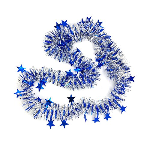 Weihnachtsbaum Girlande, 6 PCS Weihnachtsbaum Lametta Girlande Flauschigen Weihnachtsdeko Weihnachtsband Hängende Dekoration Glänzend Weihnachtsbaum Ornamente Weihnachtsgirlanden Baumschmuck-Blau von SYSUII