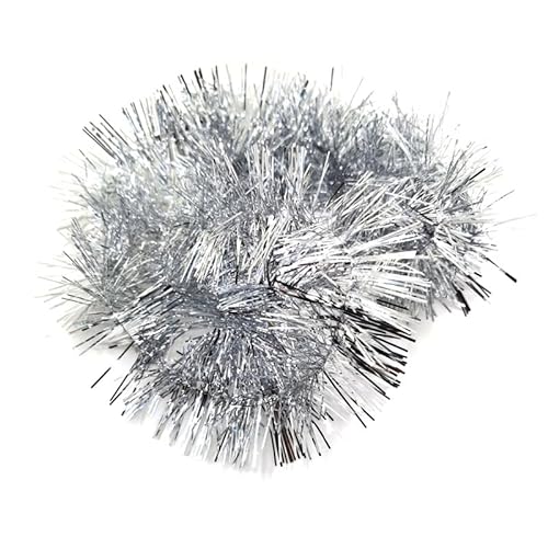 Weihnachtsbaum Girlande,12 PCS Weihnachtsbaum Lametta Girlande Flauschigen Weihnachtsdeko Weihnachtsband Hängende Dekoration Glänzend Weihnachtsbaum Ornamente Weihnachtsgirlanden Baumschmuck-Silber von SYSUII